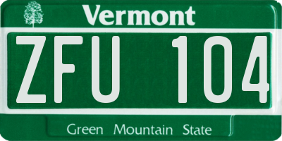 VT license plate ZFU104
