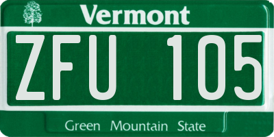 VT license plate ZFU105