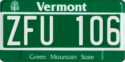 VT license plate ZFU106