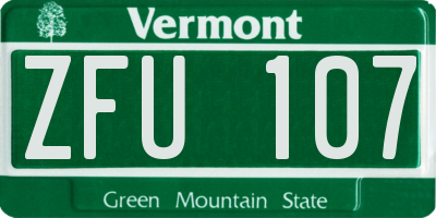 VT license plate ZFU107