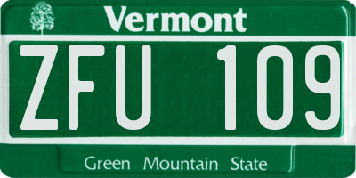 VT license plate ZFU109