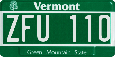VT license plate ZFU110