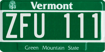 VT license plate ZFU111