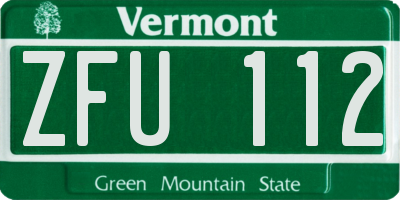 VT license plate ZFU112