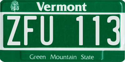VT license plate ZFU113