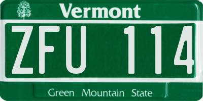VT license plate ZFU114