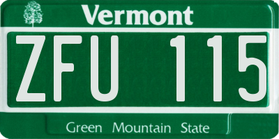 VT license plate ZFU115