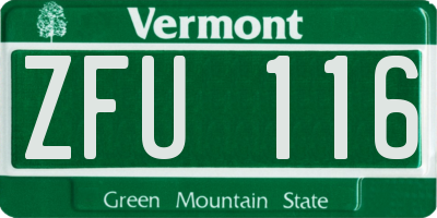 VT license plate ZFU116