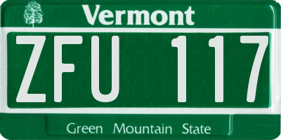 VT license plate ZFU117