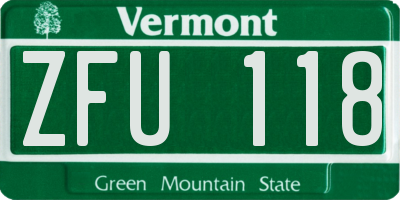 VT license plate ZFU118