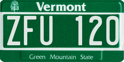 VT license plate ZFU120
