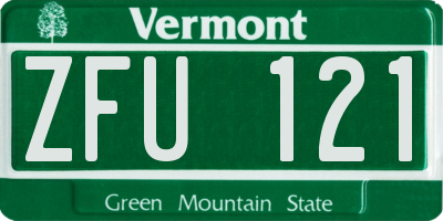 VT license plate ZFU121