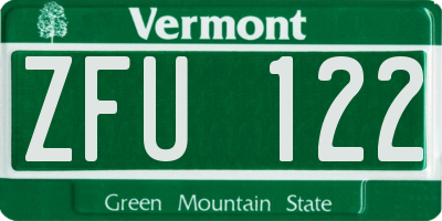 VT license plate ZFU122