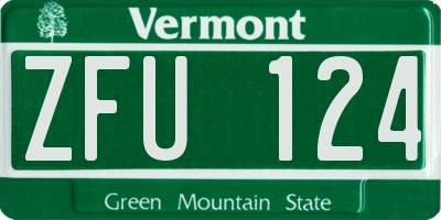 VT license plate ZFU124