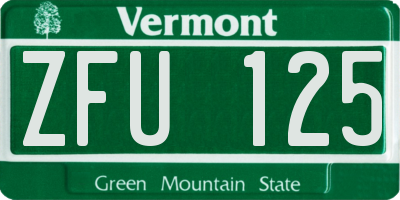VT license plate ZFU125