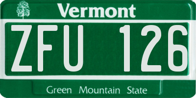 VT license plate ZFU126