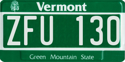 VT license plate ZFU130