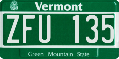 VT license plate ZFU135