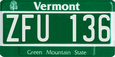VT license plate ZFU136