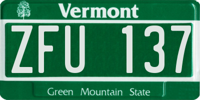 VT license plate ZFU137