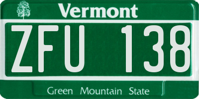 VT license plate ZFU138