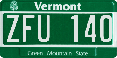 VT license plate ZFU140