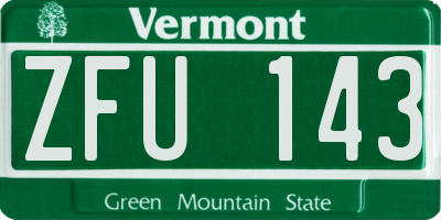 VT license plate ZFU143