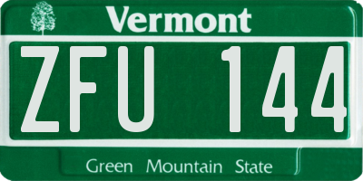 VT license plate ZFU144