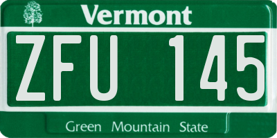 VT license plate ZFU145