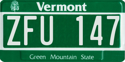 VT license plate ZFU147