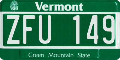 VT license plate ZFU149