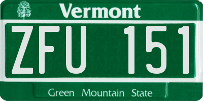 VT license plate ZFU151