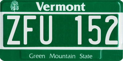 VT license plate ZFU152
