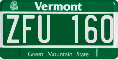 VT license plate ZFU160
