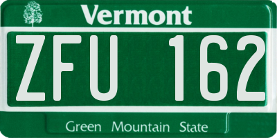 VT license plate ZFU162