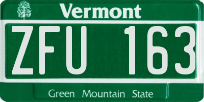 VT license plate ZFU163