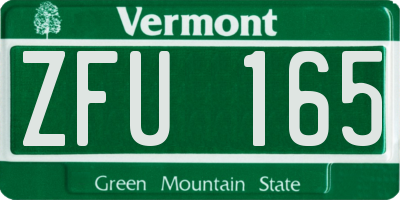 VT license plate ZFU165