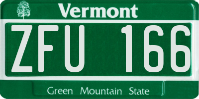 VT license plate ZFU166