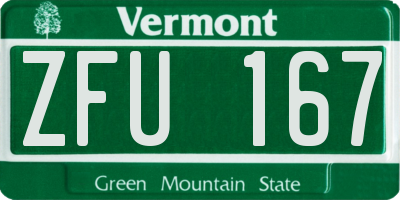 VT license plate ZFU167