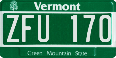 VT license plate ZFU170