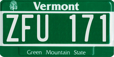 VT license plate ZFU171