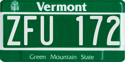 VT license plate ZFU172