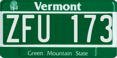 VT license plate ZFU173