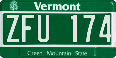 VT license plate ZFU174