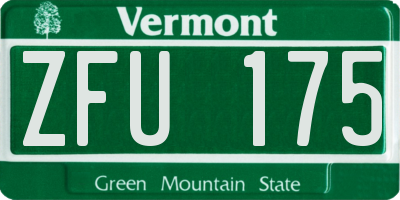 VT license plate ZFU175
