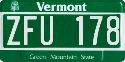 VT license plate ZFU178