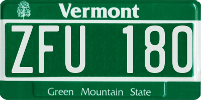 VT license plate ZFU180