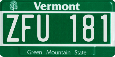VT license plate ZFU181
