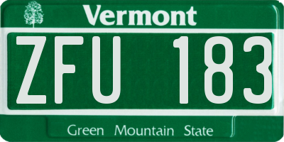 VT license plate ZFU183