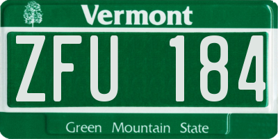 VT license plate ZFU184